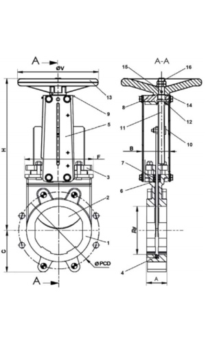 Размеры Tecofi VGB3400-001 Ду100